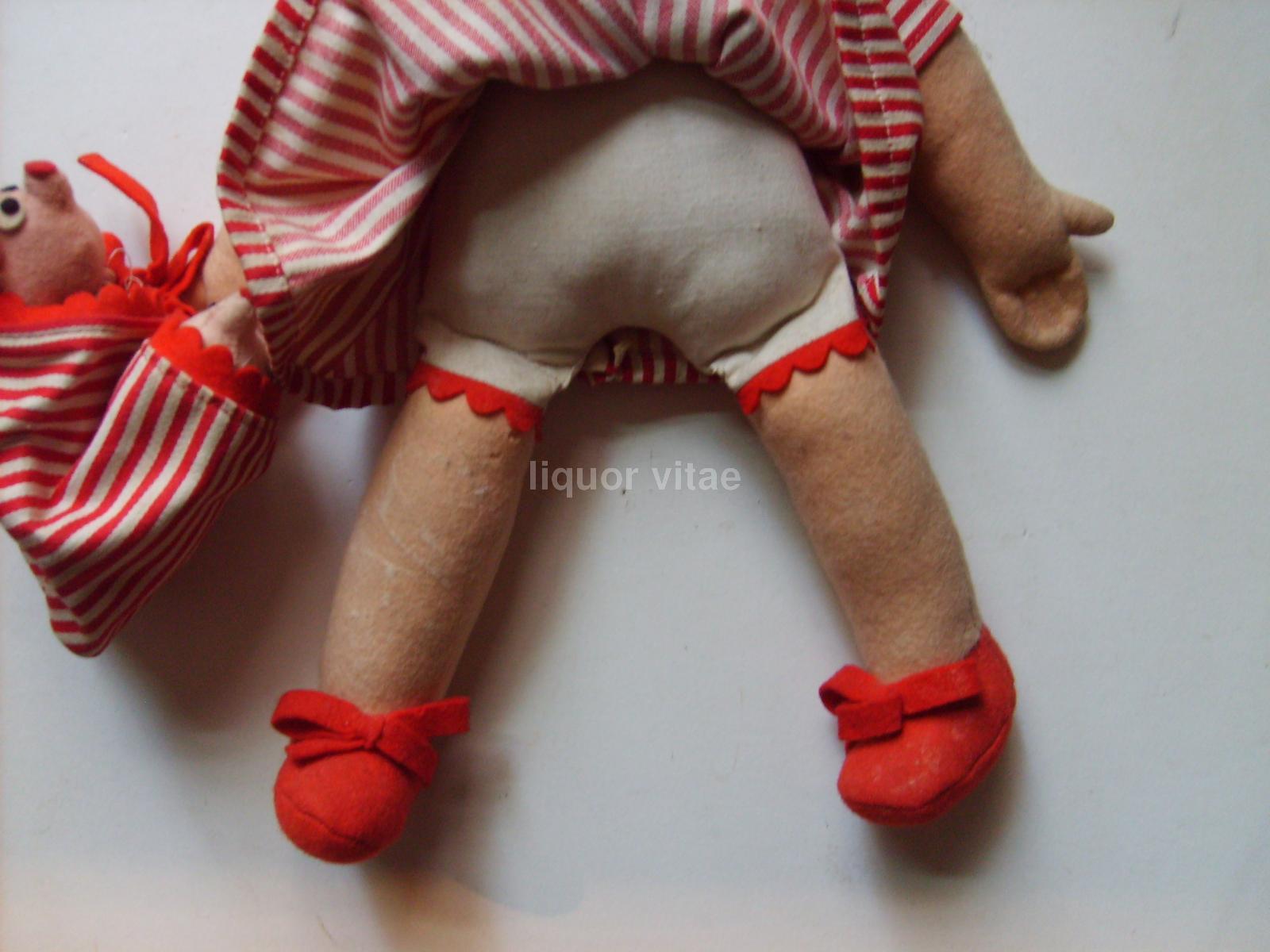 Giochi d'Epoca, Bambola Anili, Torino, Panno Lenci, Con Maialini, Bellissima, Inusuale immagine 13