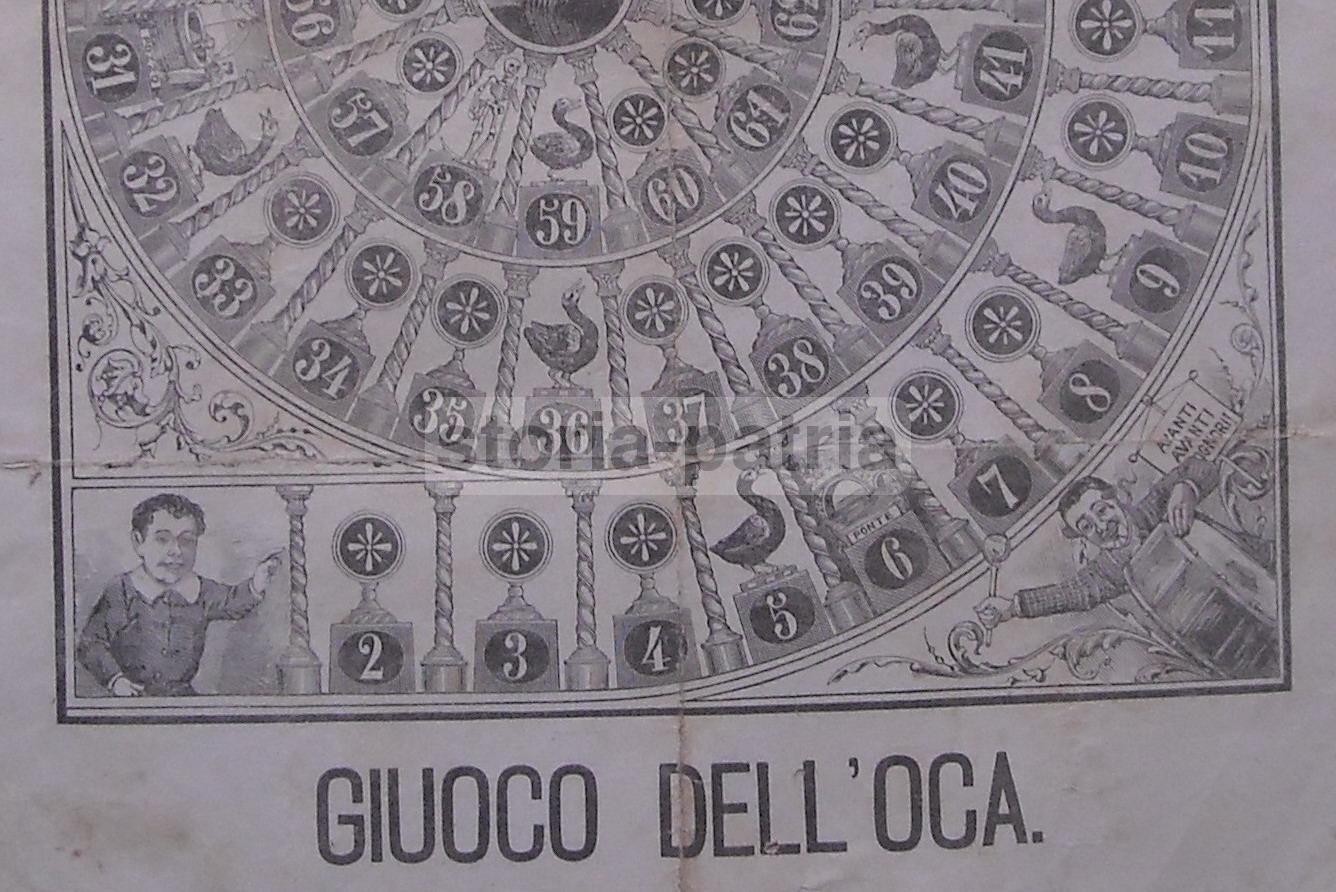 Gioco Delloca, Gioco Di Percorso, Dadi, Osteria, Pozzo, Labirinto, Antica Rara Stampa immagine 1