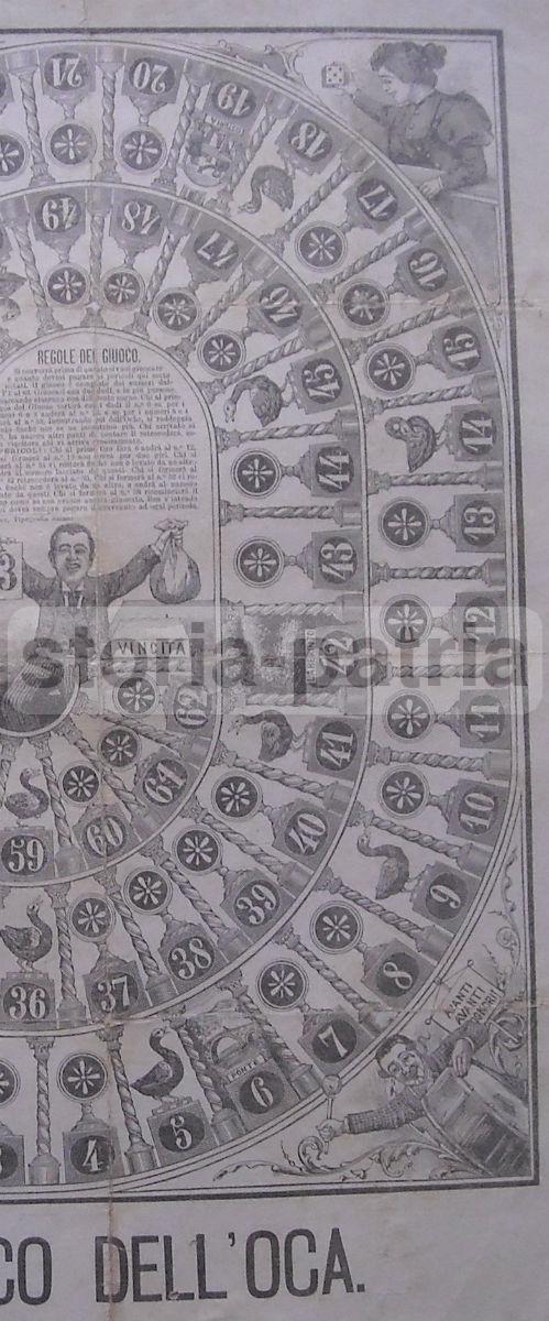 Gioco Delloca, Gioco Di Percorso, Dadi, Osteria, Pozzo, Labirinto, Antica Rara Stampa immagine 2