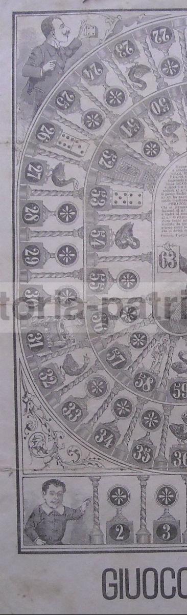 Gioco Delloca, Gioco Di Percorso, Dadi, Osteria, Pozzo, Labirinto, Antica Rara Stampa immagine 3
