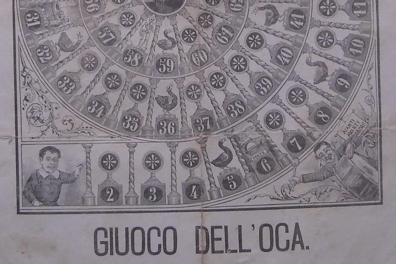 Gioco Delloca, Gioco Di Percorso, Dadi, Osteria, Pozzo, Labirinto, Antica Rara Stampa immagine 7